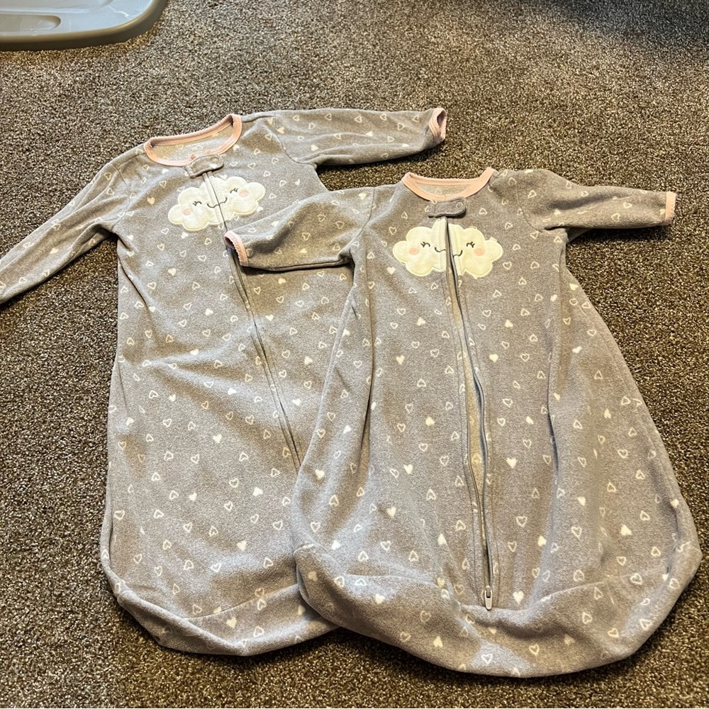 Carter's Gray and White Sleep Sacks Cozy Pajamas